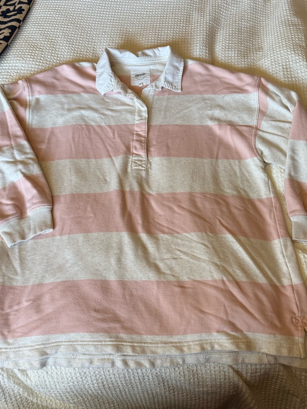 Striped Rugby Shirt in Pink and Cream
